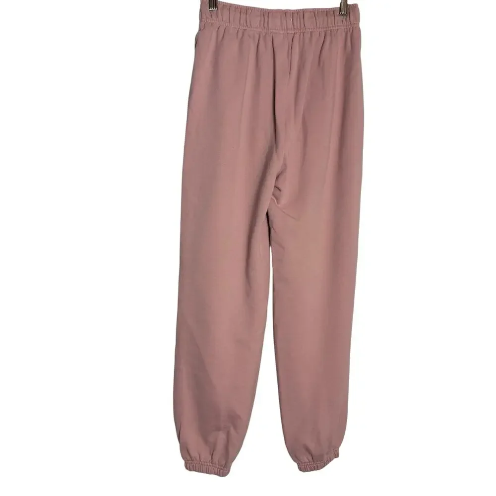 Alo Yoga Accolade Vintage Pink 2 Piece Sweatpants Crew Sweatshirt Set S